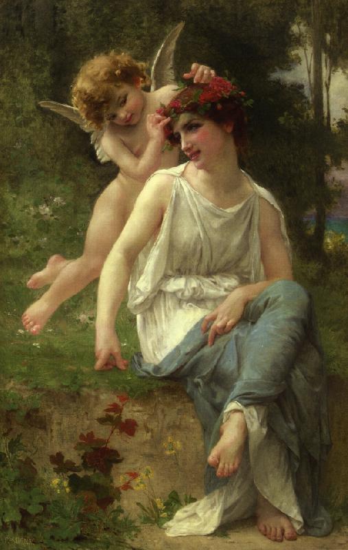 Guillaume Seignac Cupid Adoring A Young Maiden oil painting image